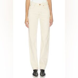 $688 ISABEL MARANT Vendeli White Ecru Cream High Waisted Straight Leg Jeans EU40